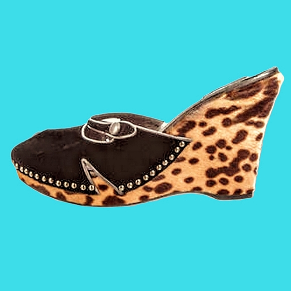 PRADA ✴️Animal Print/ Calf hair/ Pony✴️ Platform Wedge Slides✴️ 8M✴️Orig… - Picture 2 of 14